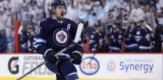 Mark Scheifele blasts slapshot bar down at kids hockey camp