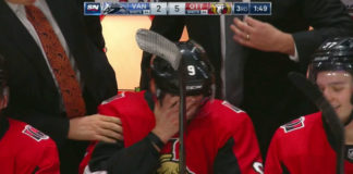 Bobby Ryan fights back tears on the bench after recording hat trick in return to Ottawa Bobby Ryan fights back tears on the bench after recording a hat trick in his return to Ottawa