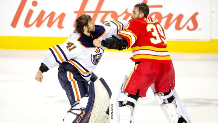 Mike Smith vs. Cam Talbot goalie fight Mike Smith and Cam Talbot drop the gloves