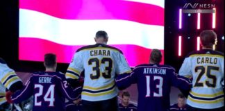 Zdeno Chara stands between two of shortest NHL players in hilarious anthem photo Zdeno Chara stands between Nathan Gerbe and Cam Atkinson