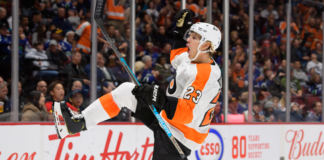 Flyers’ forward Oskar Lindblom is officially cancer free Oskar Lindblom celebrates a goal