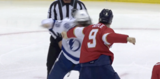 Brian Boyle and Mikhail Sergachev drop the gloves in NHL exhibition game Brian Boyle and Mikhail Sergachev drop the gloves