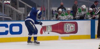 Patrick Maroon assessed misconduct for shooting puck into Dallas Stars bench Tampa Bay Lightning forward Patrick Maroon shoots the puck into the Dallas Stars bench