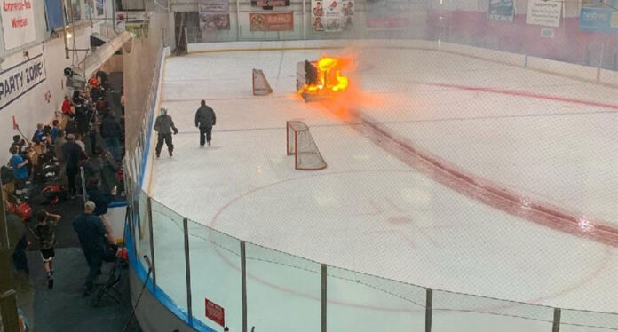 Zamboni-catches-on-fire Zamboni catches on fire at hockey game in Rochester