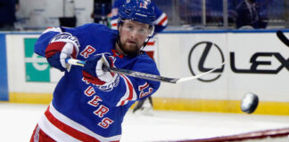 Lafreniere Projected for Rangers Top Line With Dorofeyev New York Rangers winger Alexis Lafreniere shoots the puck at Madison Square Garden