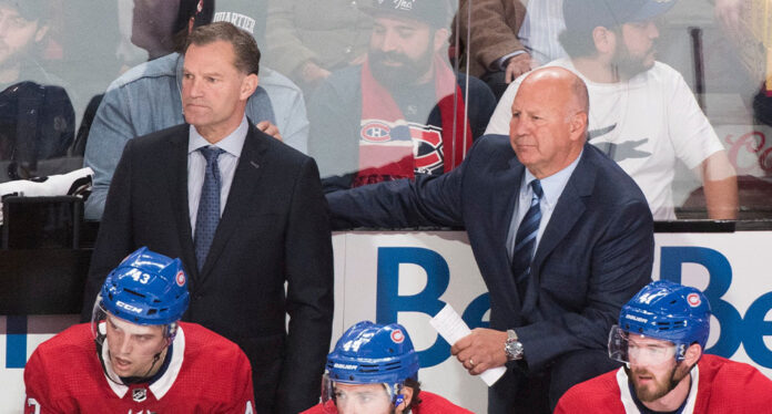 Claude-Julien-and-Kirk-Muller-fired Head coach Claude Julien and assistant coach Kirk Muller of the Montreal Canadiens