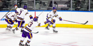 2021 NCAA Frozen Four Preview and Prospect Watch List The Minnesota State Mavericks hockey team celebrates a goal