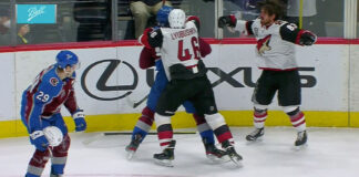 Nathan MacKinnon given misconduct for throwing helmet at Conor Garland Nathan MacKinnon throws helmet at Conor Garland