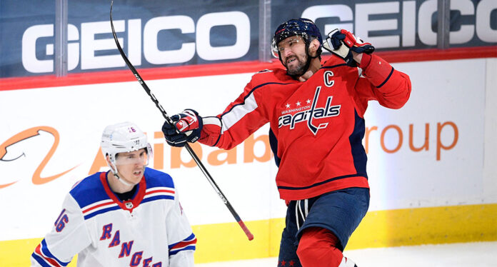 Ovechkin Alex Ovechkin celebrates a goal against the New York Rangers