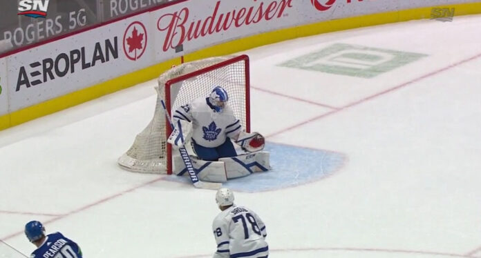David-Rittich-allows-soft-goal David Rittich allows a soft goal against Tanner Pearson