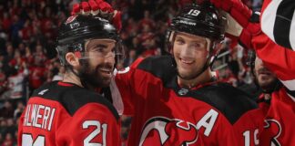 Islanders make first big deadline move with Devils Travis Zajac and Kyle Palmieri celebrate a goal