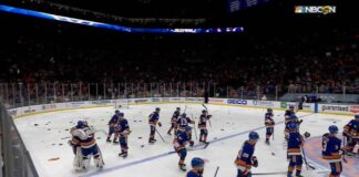 Islanders fans celebrate Game 6 win by littering ice with garbage Islanders fans throw garbage on the ice