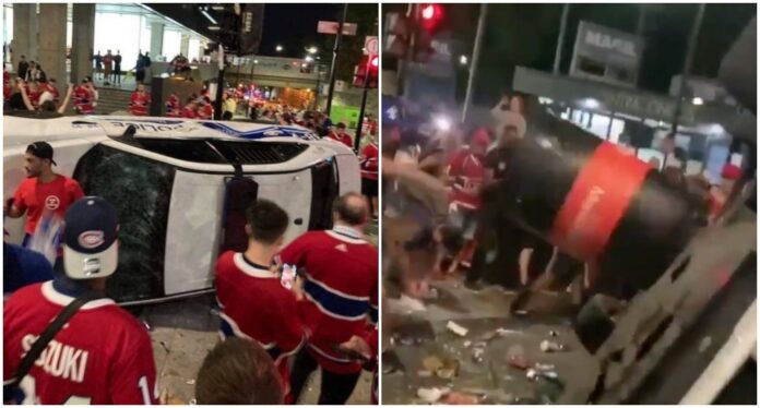 Montreal fans riot 2021 Montreal fans riot after beating Vegas
