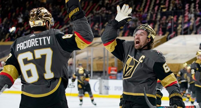 Mark-Stone-and-Max-Pacioretty-goal Mark Stone and Max Pacioretty celebrate a goal
