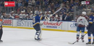 Jordan Binnington swings stick at Nazem Kadri, tries to fight Avalanche Jordan Binnington swings stick Nazem Kadri