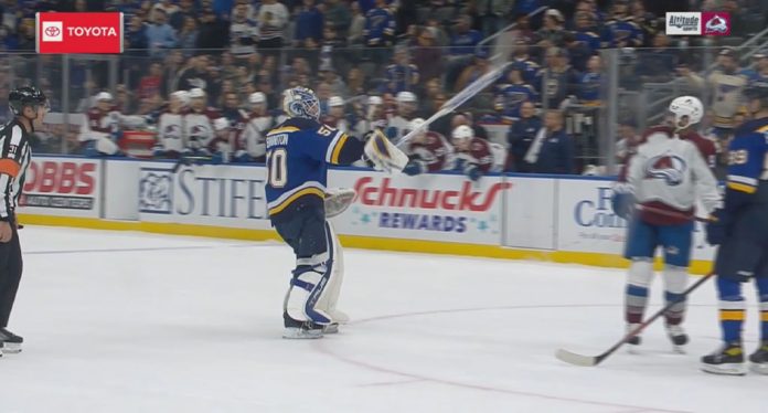 Jordan-Binnington-misconduct Jordan Binnington swings stick Nazem Kadri