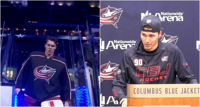 pjimage Elvis Merzlikins taunted Dallas Stars fan