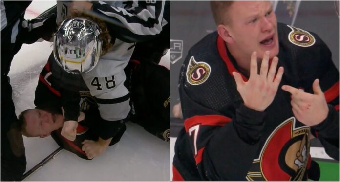 Brendan Lemieux bites Brady Tkachuk Brendan Lemieux bites Brady Tkachuk