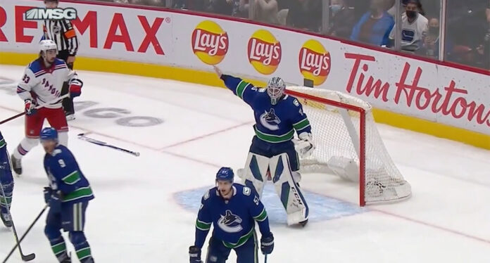 Demko-saves-bare-handed Thatcher Demko saves barehanded Rangers