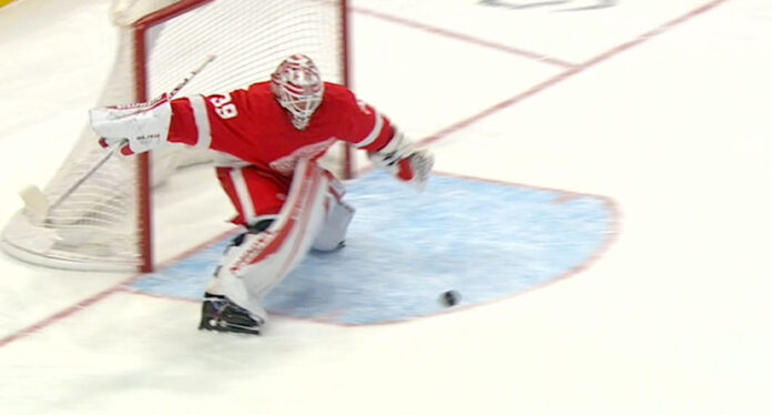 Alex Nedeljkovic blooper Red Wings goalie Alex Nedeljkovic accidentally scores on himself