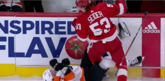 Moritz Seider lays out Flyers’ player with massive reverse hit Red Wings' Mo Seider reverse hit on Philadelphia Flyers' Max Willman
