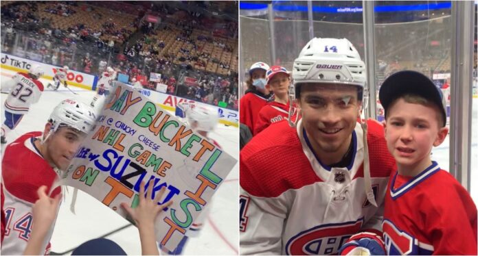 Habs fan leaves game Young Habs fan Hunter Beauparlant forced to leave Leafs game after receiving stick from Suzuki