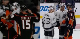 LA Kings players shake Ryan Getzlaf’s hand after brawl LA Kings shake hands of Ryan Getzlaf after brawl