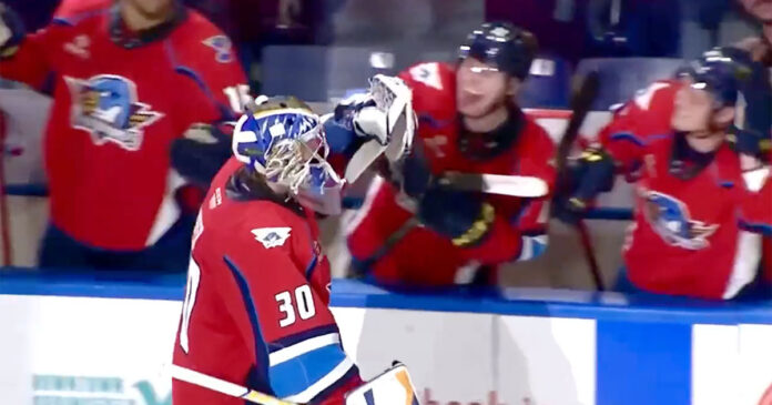 Joel-Hofer-goalie-goal Joel Hofer goalie goal AHL Calder Cup Playoffs