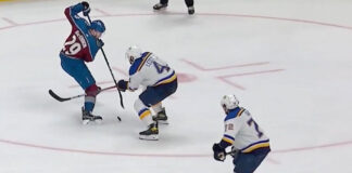 Nathan MacKinnon scores spectacular hat trick goal vs Blues Nathan MacKinnon scores hat trick goal vs Blues