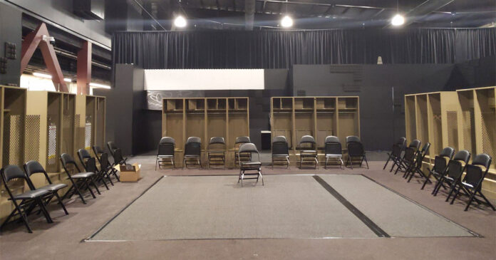 Arizona-Coyotes-Mullett-Arena-Dressing-Room Photo showing locker room at Arizona Coyotes Mullett Arena