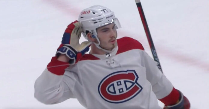 Kirby-Dach-taunts-Chicago-fans Montreal Canadiens forward Kirby Dach on the ice