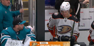 Trevor Zegras mic’d up for hilarious exchange with James Reimer Anaheim Ducks Trevor Zegras mic'd up exchange James Reimer