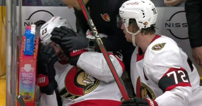 Chabot-slashes-Hamonic Thomas Chabot slashes Travis Hamonic in the face