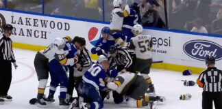 Lightning vs Golden Knights brawl results in 122 PIM Lightning vs Golden Knights brawl