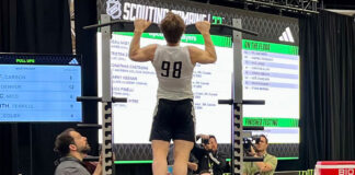 Connor Bedard Impresses at NHL Draft Combine Connor Bedard does pull-ups at the NHL Combine