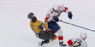 Matthew Tkachuk destroys Jack Eichel with hit of the playoffs Matthew Tkachuk huge hit on Jack Eichel