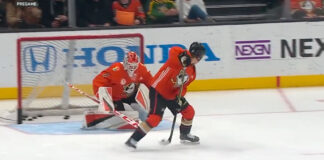 Ducks forward Trevor Zegras pulls off crazy goal in warm-ups Anaheim Ducks' Trevor Zegras scores crazy goal in warm-ups against Los Angeles Kings