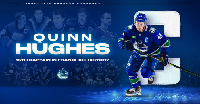 Canucks-name-Quinn-Hughes-captain Canucks name Quinn Hughes 15th captain in franchise history