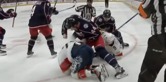 Gudbranson Says Blue Jackets ‘Very Focused’ on Playoffs Columbus Blue Jackets Erik Gudbranson beats up Florida Panthers Nick Cousins after controversial hit