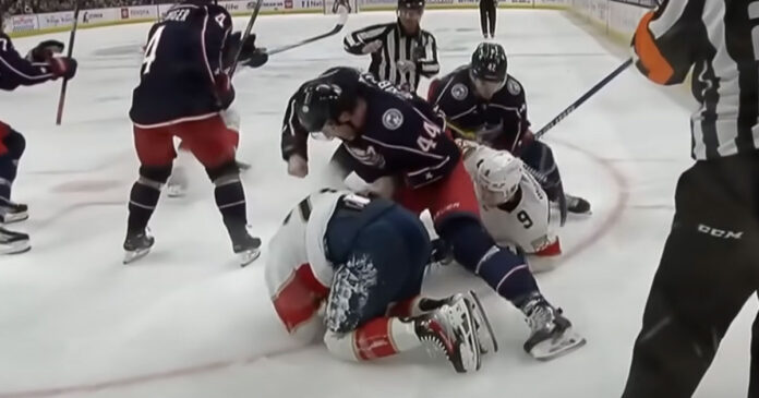 Erik-Gudbranson-vs-Nick-Cousins Columbus Blue Jackets Erik Gudbranson beats up Florida Panthers Nick Cousins after controversial hit