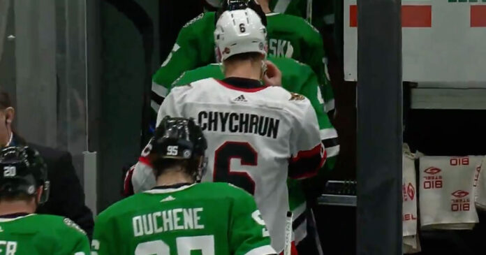 Jakob-Chychrun Jakob Chychrun walking down Dallas Stars tunnel
