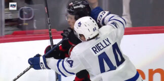 Morgan Rielly Attacks Ridly Greig After Controversial Empty-Net Goal Morgan Rielly hit on Ridly Greig