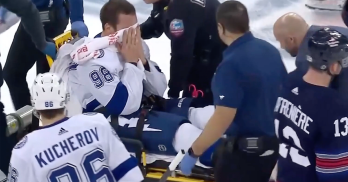 Sergachev injury Mikhail Sergachev injury against Rangers