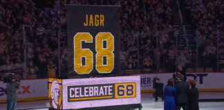Penguins Honor Jaromir Jagr by Retiring His No. 68 Jersey Jaromir Jagr jersey retired by Pittsburgh Penguins