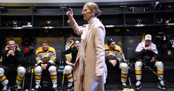 celine-dion-bruins-lineup-read Celine Dion reads Boston Bruins starting lineup