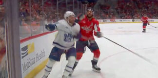 Tom Wilson Viciously Swings Stick at Noah Gregor’s Face Washington Capitals Tom Wilson high stick on Toronto Maple Leafs Noah Gregor
