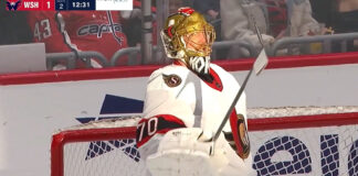 Sunlight Enters Capital One Arena, Blinding Goalie Joonas Korpisalo SUnlight blinds Ottawa Senators goalie Joonas Korpisalo