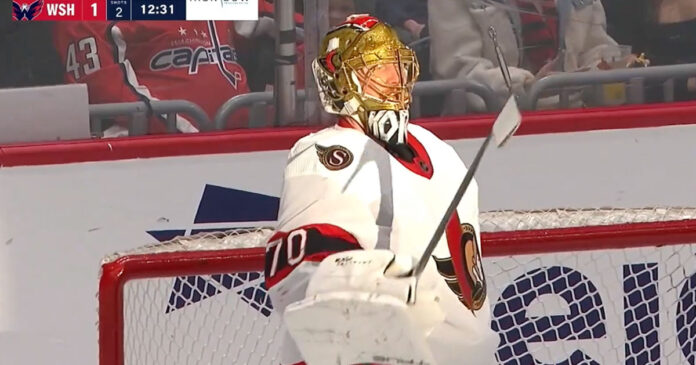 Joonas-Korpisalo SUnlight blinds Ottawa Senators goalie Joonas Korpisalo