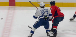 Capitals’ Nick Jensen Stretchered Off After Controversial Hit Capitals' Nick Jensen stretchered off ice after controversial hit from Tampa Bay's Michael Eyssimont