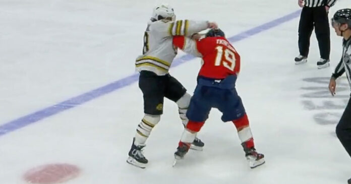 Pastrnak-Marchand-fight David Pastrnak vs Matthew Tkachuk fight